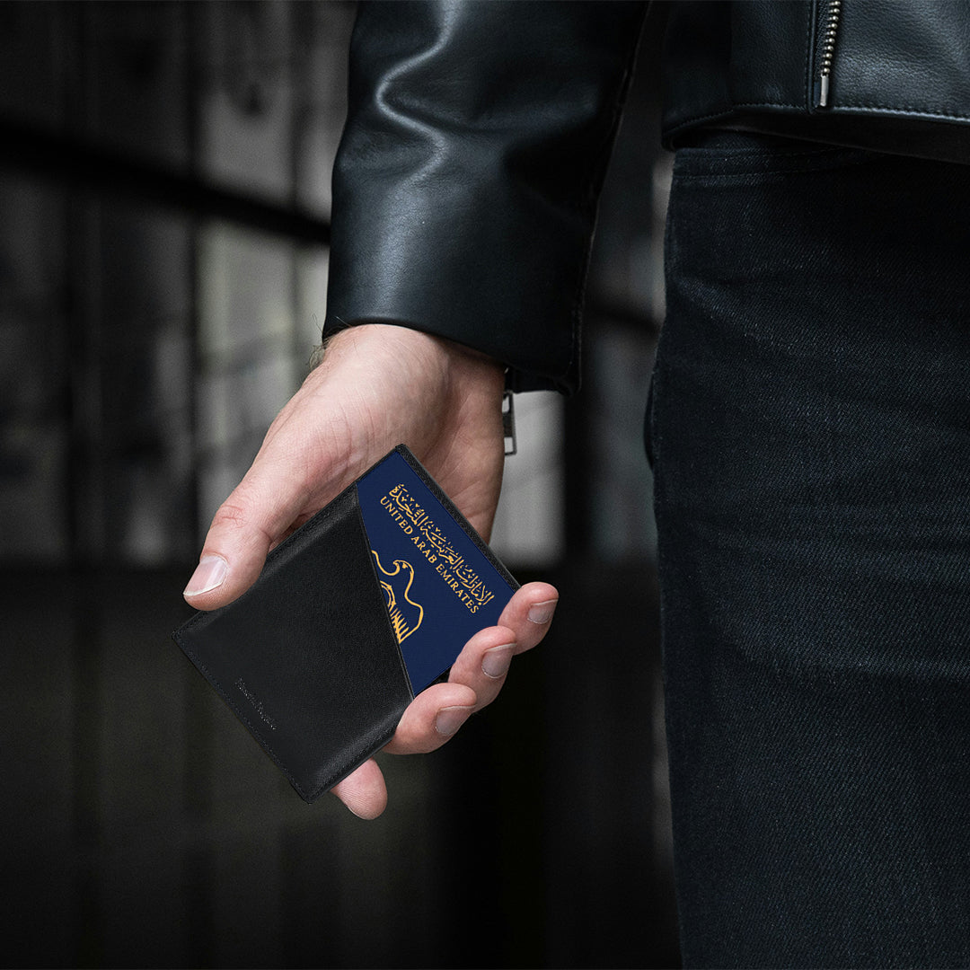 Black & brown passport wallet
