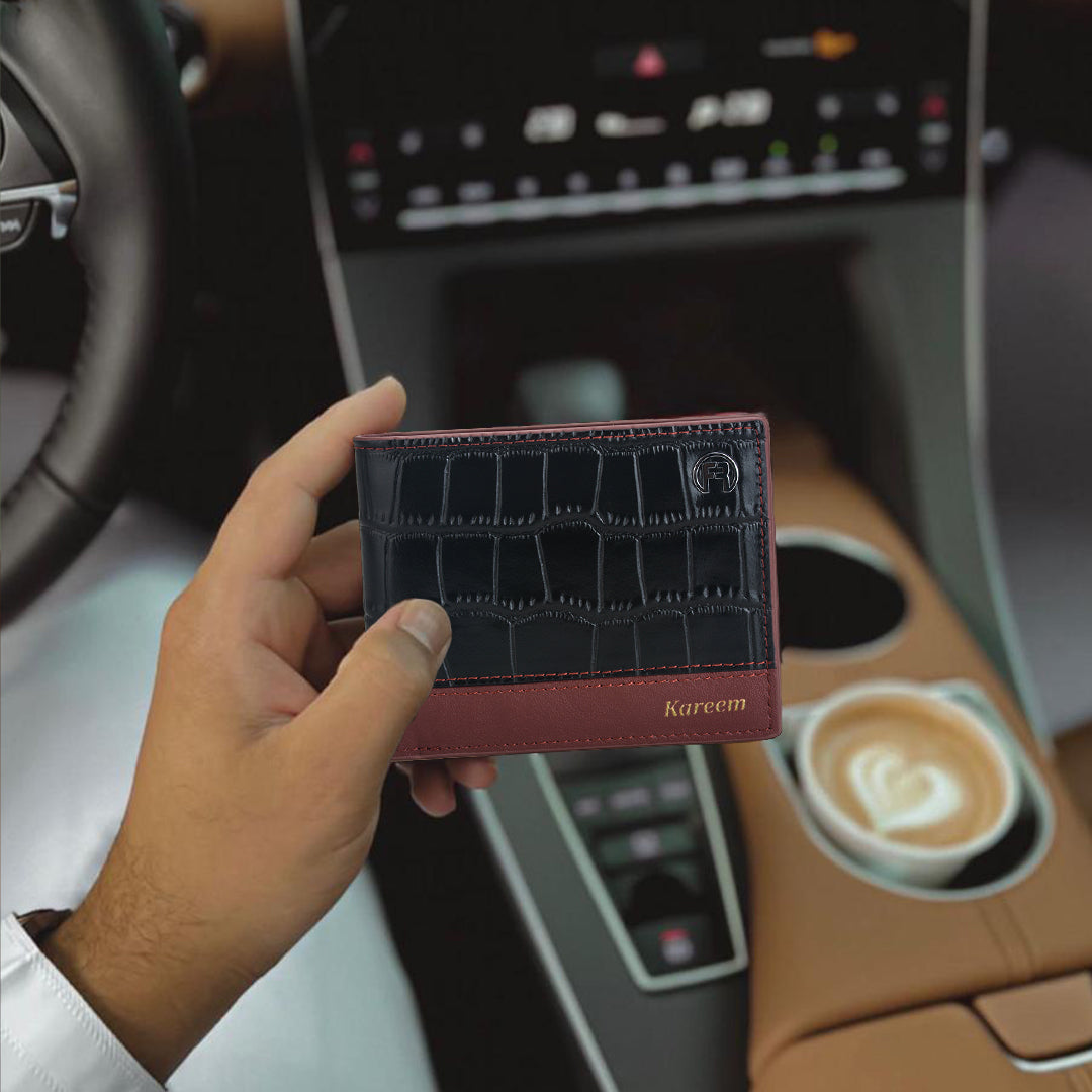 Black Croco & Maroon Men Wallet