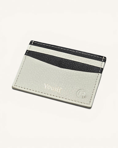Handmade Leather Card Holder – White & Black