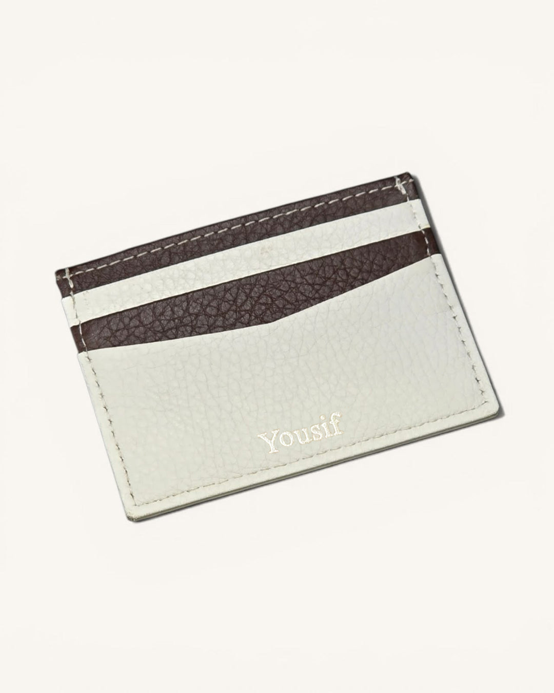 Handmade Leather Card Holder – Ivory & Brown