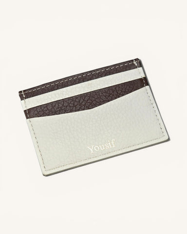 Handmade Leather Card Holder – Ivory & Brown