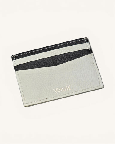 Handmade Leather Card Holder – White & Black