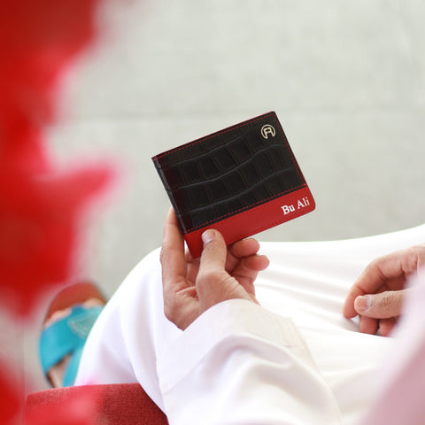 Black Croco & Red Men Wallet
