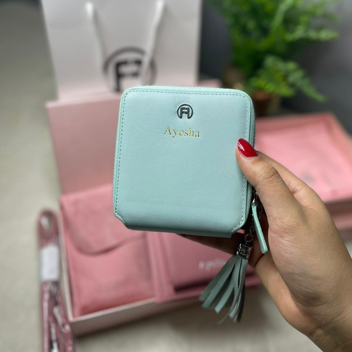 Turquoise Blue Women Zip Wallet