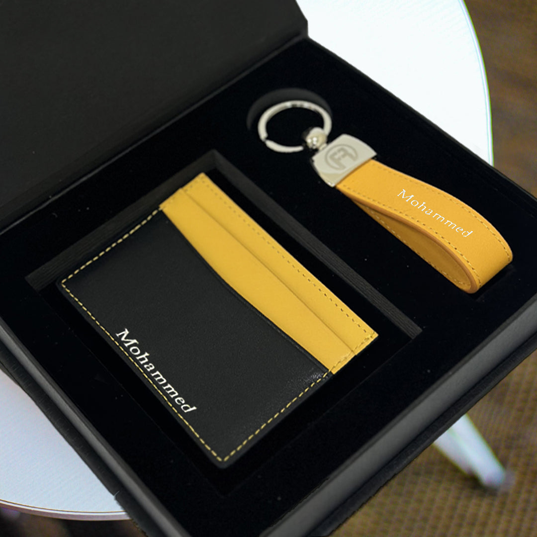 Black and Yellow - Set of Two (Cardholder + Keychain)