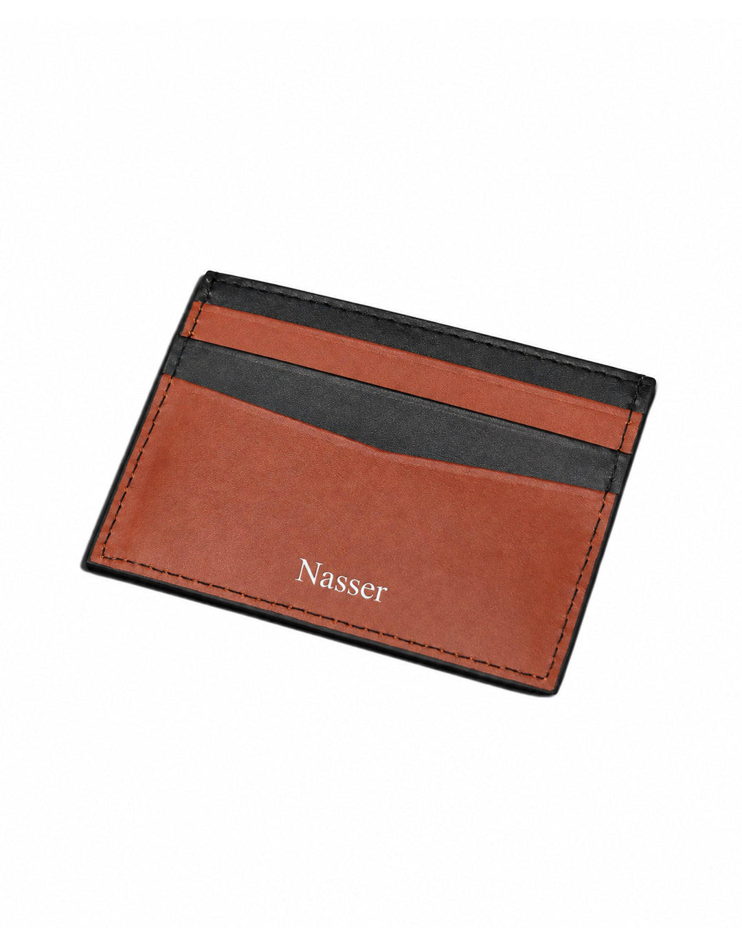 Black & Orange Slim Leather Card Holder