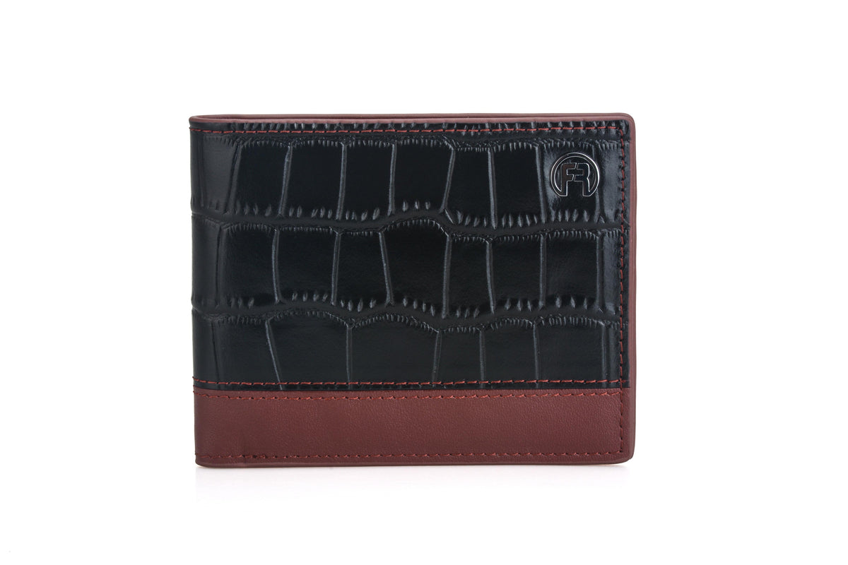 Black Croco & Maroon Men Wallet