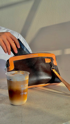 Wristlet Pouch – Tan & Black