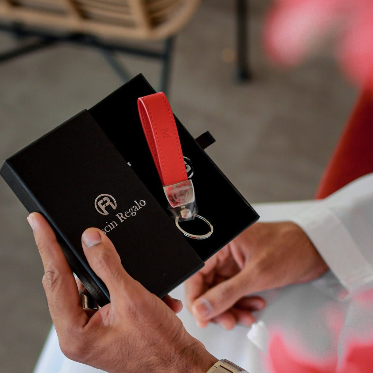 Black croco and Red - Set of Two(keyholder+Wallet)