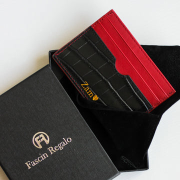 Black & Red Croco Cardholder