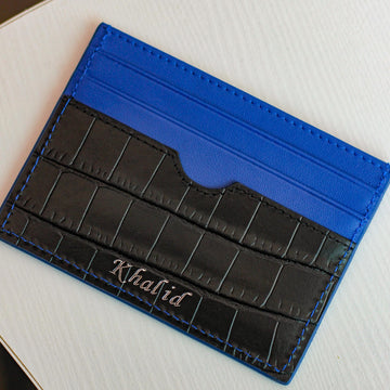 Blue and Black Croco Cardholder