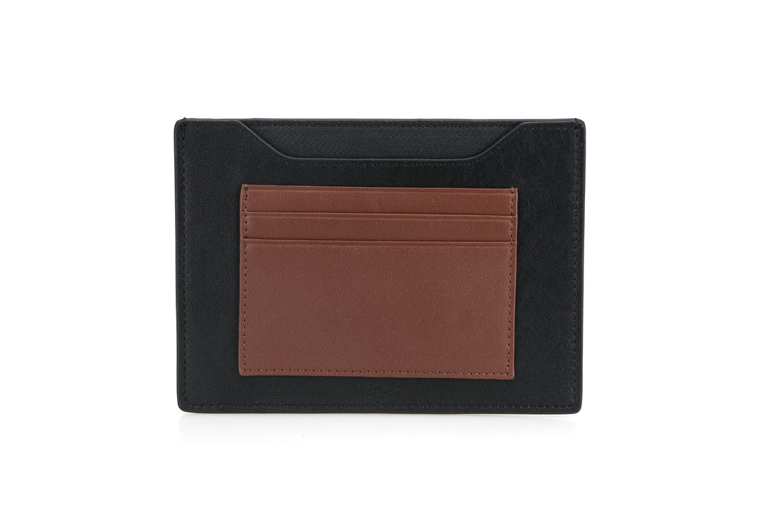 Black & brown passport wallet