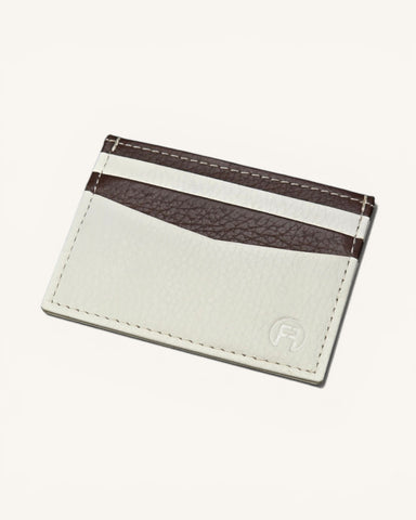 Handmade Leather Card Holder – Ivory & Brown