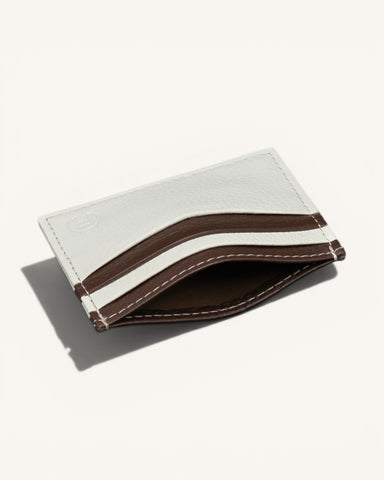 Handmade Leather Card Holder – Ivory & Brown