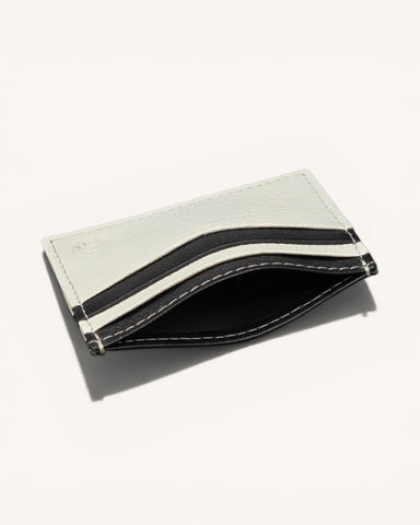 Handmade Leather Card Holder – White & Black