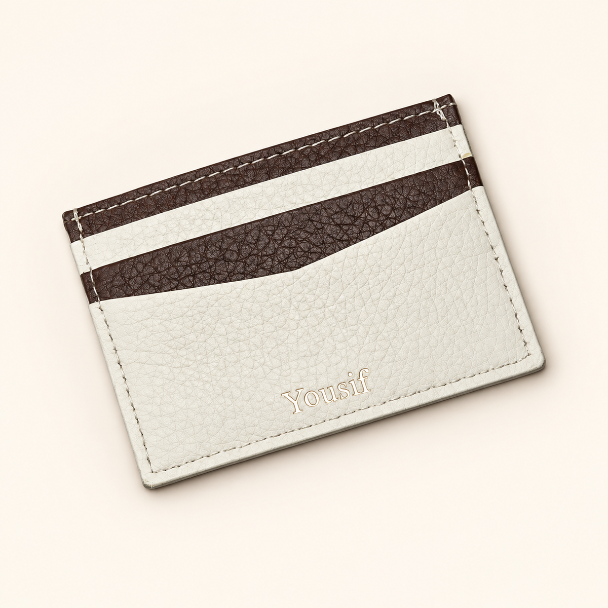 Handmade Leather Card Holder – Ivory & Brown