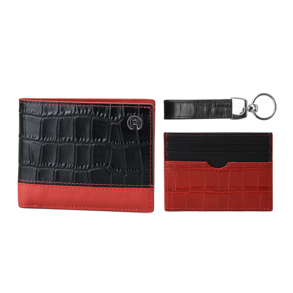 Black croco and Red - Set of Three