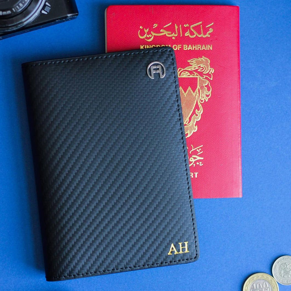 Black Carbon Fiber Passport Holder