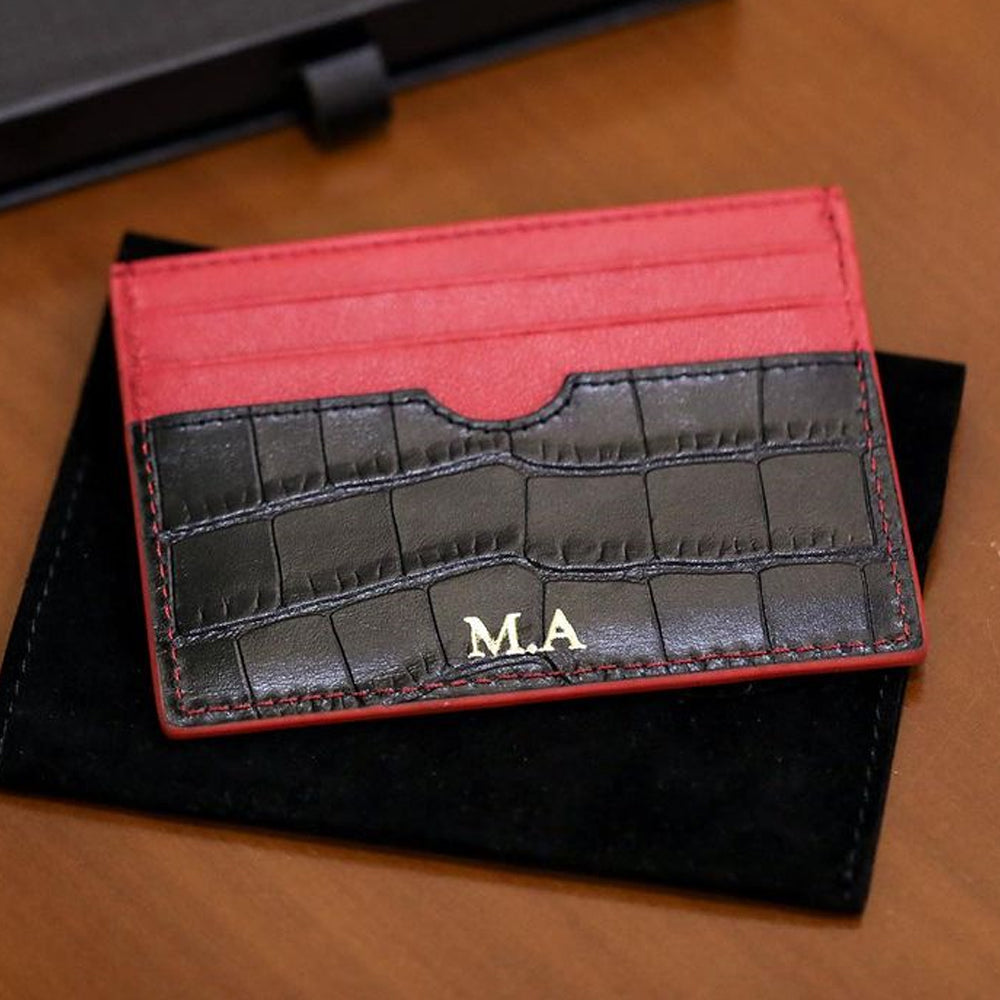 Black & Red Croco Cardholder