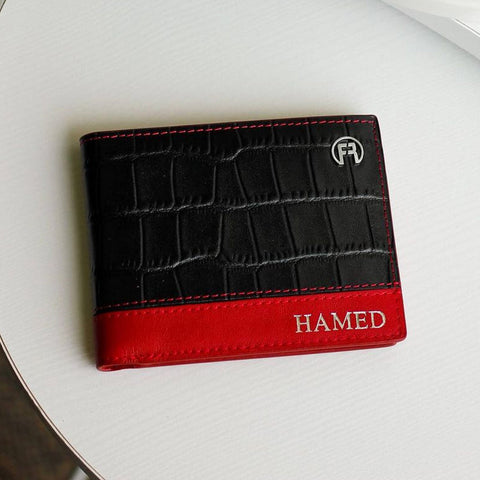 Black Croco & Red Men Wallet