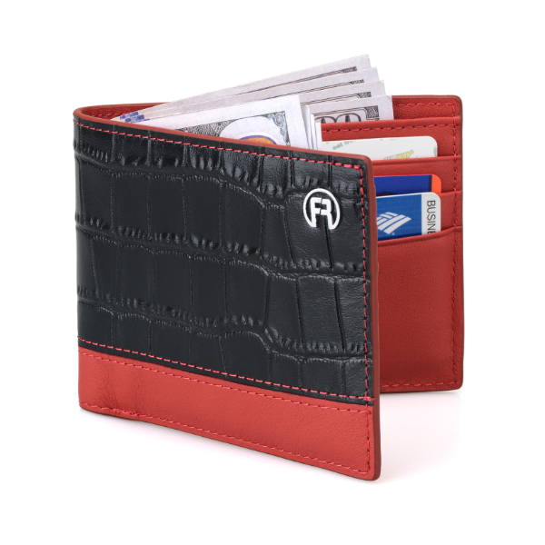 Black Croco & Red Men Wallet