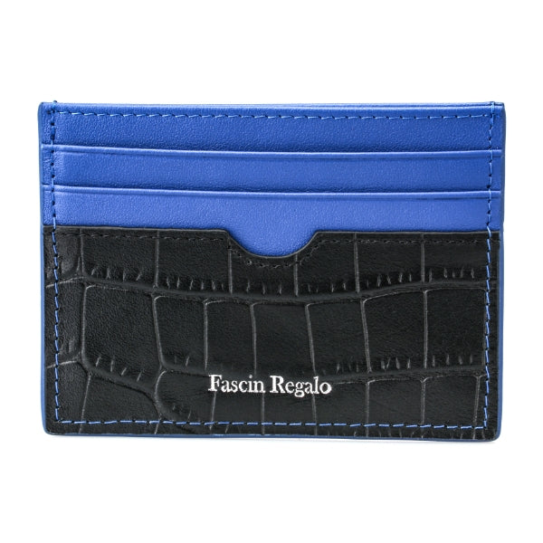 Blue and Black Croco Cardholder