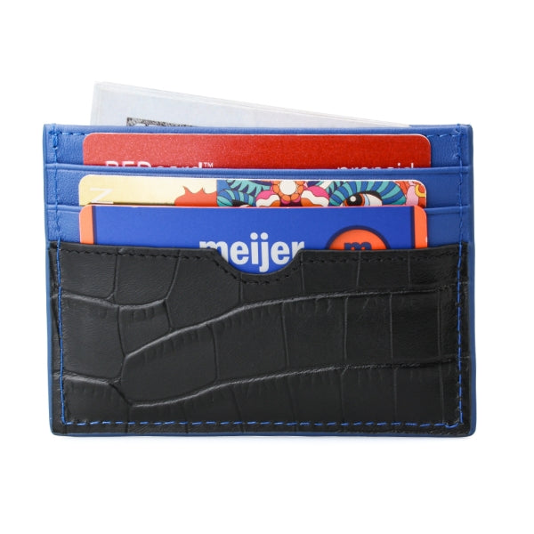 Blue and Black Croco Cardholder