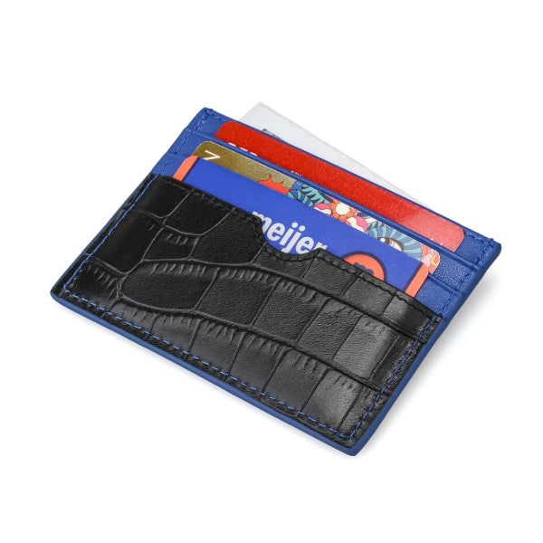 Blue and Black Croco Cardholder