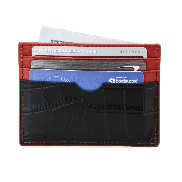 Black & Red Croco Cardholder