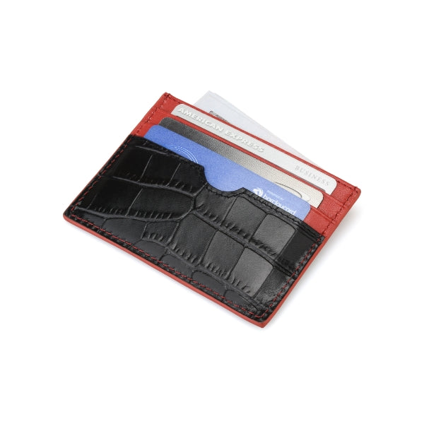 Black & Red Croco Cardholder