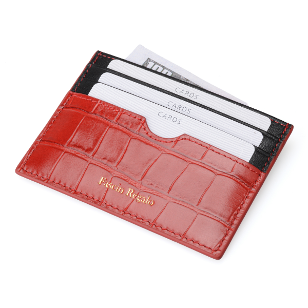 Red & Black Croco Cardholder