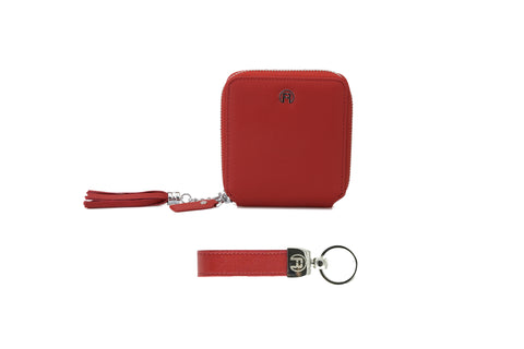 Red Women Set of Two(zipwallet+keychain)